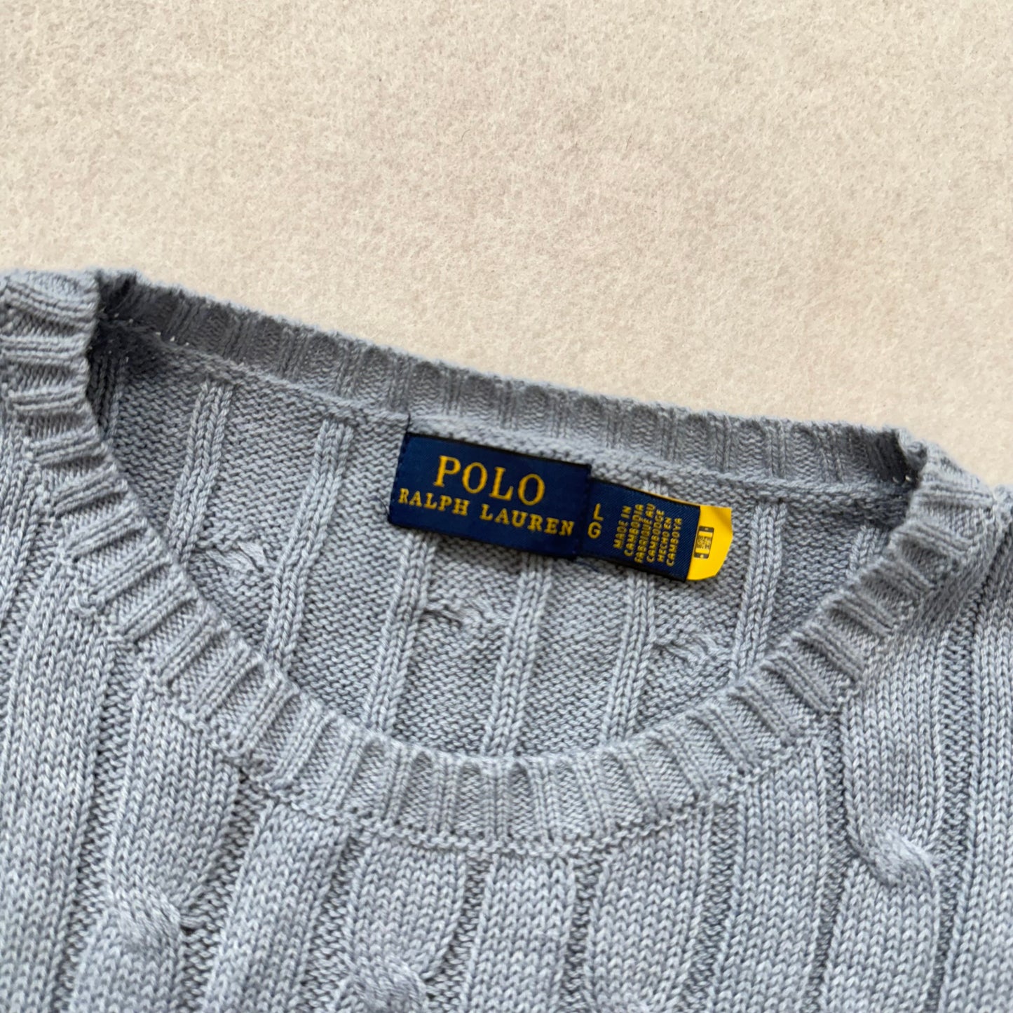 Polo Ralph Lauren Men's Slate Gray Cable-Knit Sweater Heritage Style Size L NWT