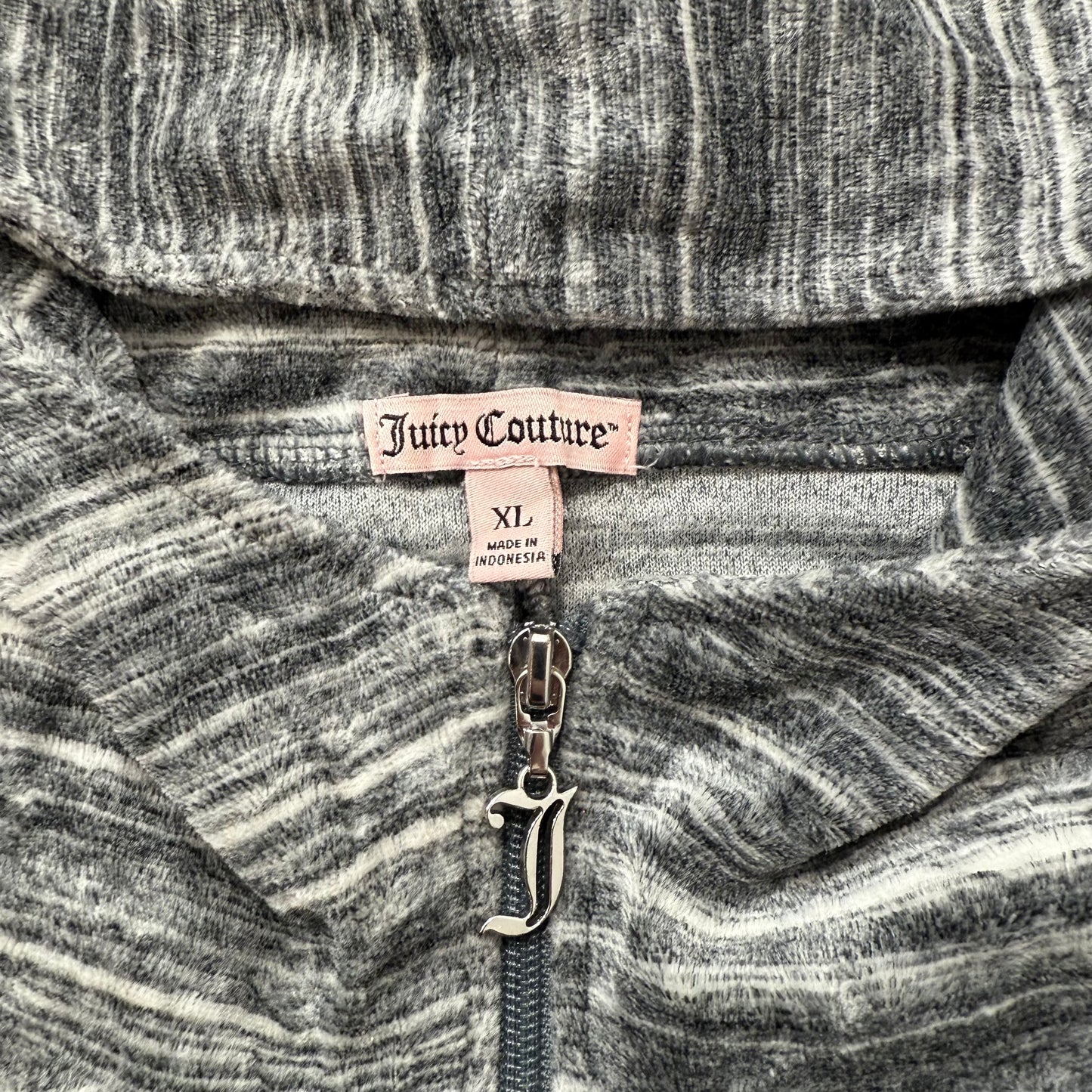 Juicy Couture Women's Gray Space-Dye Velour Track Jacket Casual Y2k Size XL