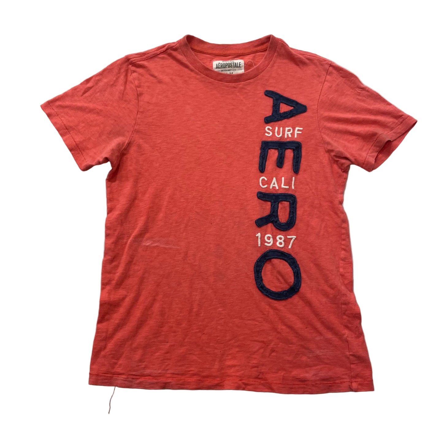 Aéropostale Men's Red Cotton T-Shirt Short Sleeves Appliqué Graphic Tee Size M