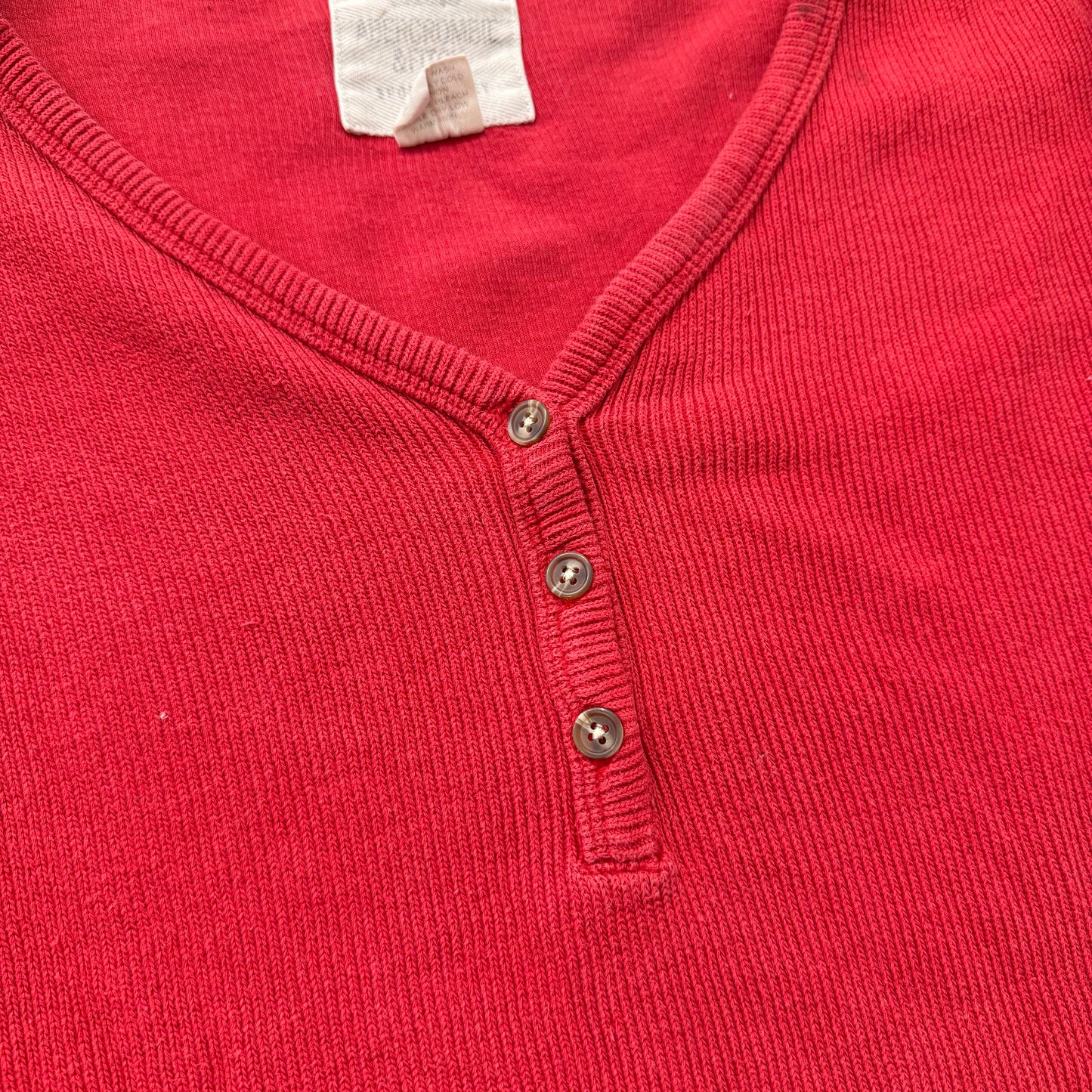 Abercrombie & Fitch Women's Red Ribbed Cotton Sports Jersey Henley V-Neck Size S
