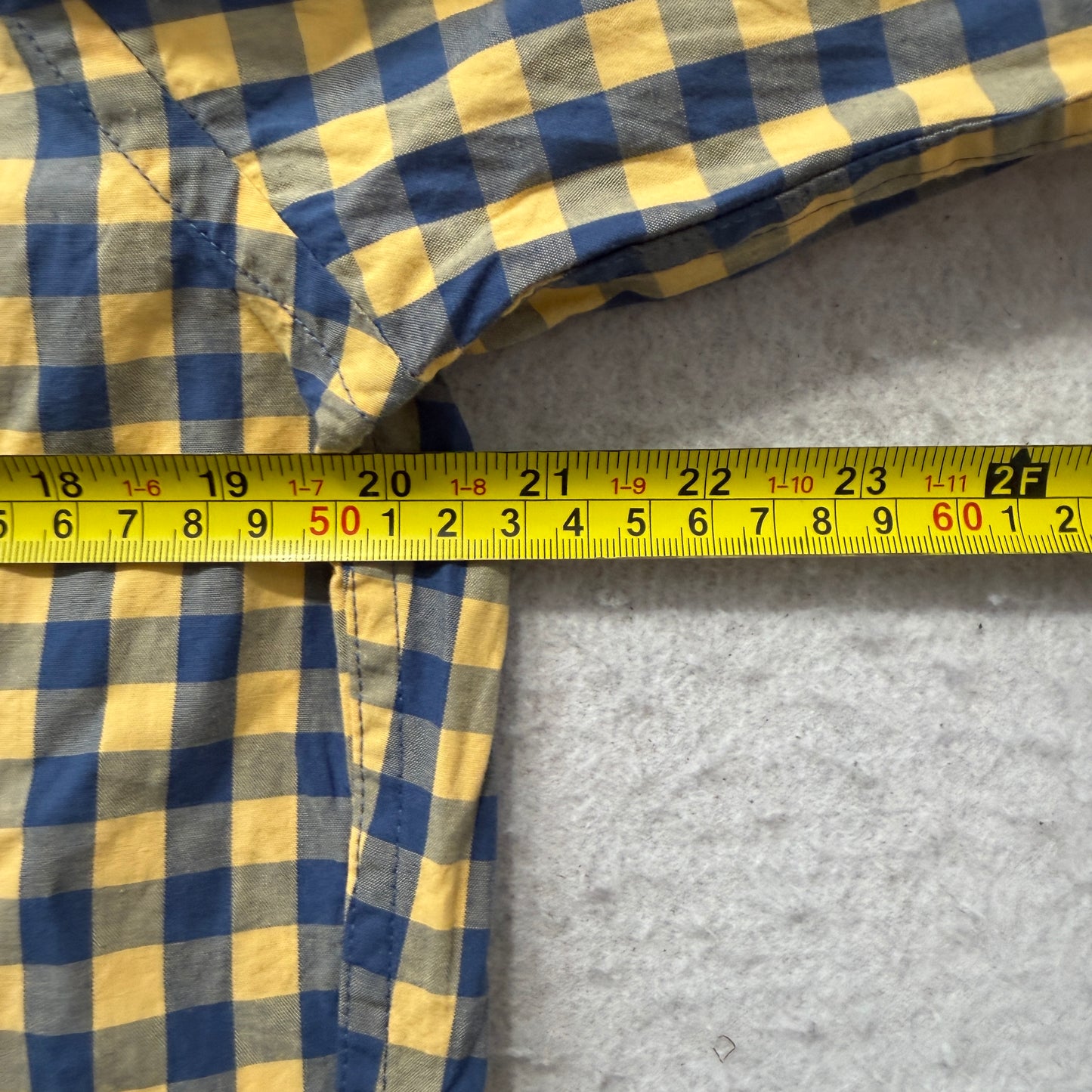 J.Crew "Flex Washed" Men's Yellow Blue Plaid Shirt Button Up Long Sleeve Size M
