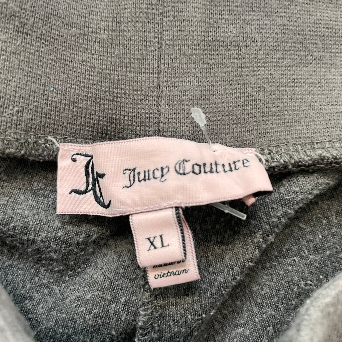 Juicy Couture Women's Charcoal Gray Velour Flared Track Pants Drawstring Size XL