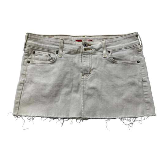 Hollister Co. Women's White Denim Micro Mini Skirt Low-Rise Frayed Hem Size 7