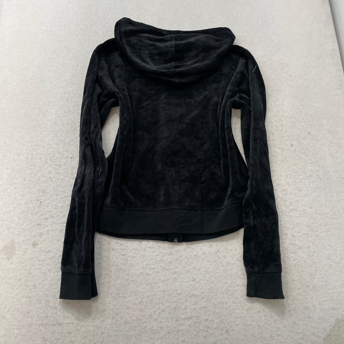 Vintage Juicy Couture Women's Black Velour Tracksuit Set Hoodie & Pant Size L