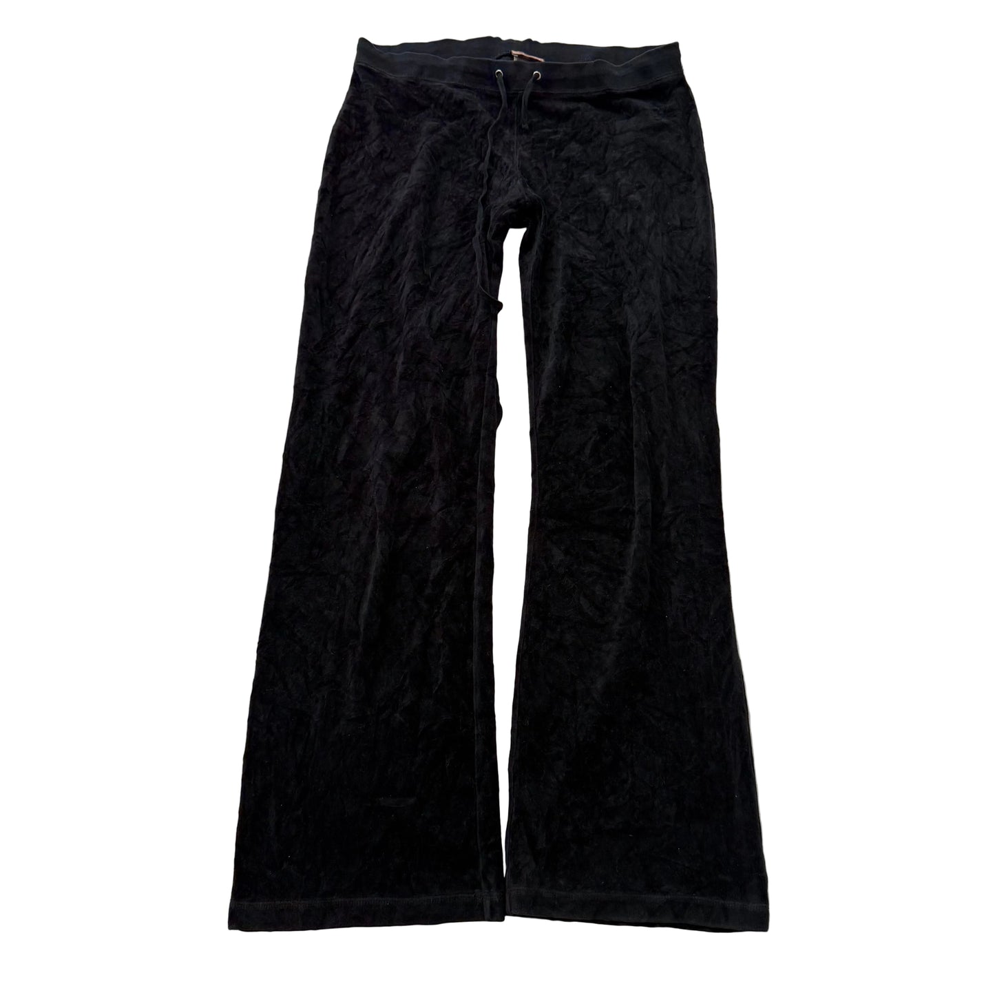 Vintage Juicy Couture Women's Black Velour Flared Track Pant Loungewear Size S