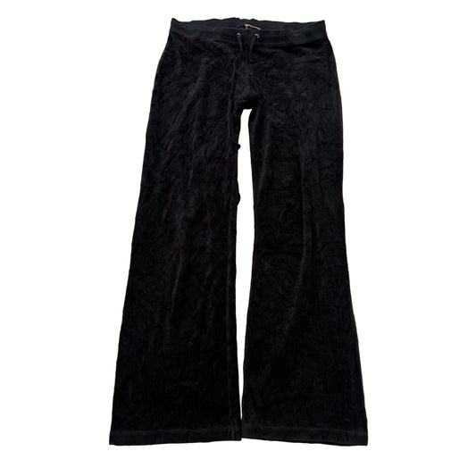 Vintage Juicy Couture Women's Black Velour Flared Track Pant Loungewear Size S