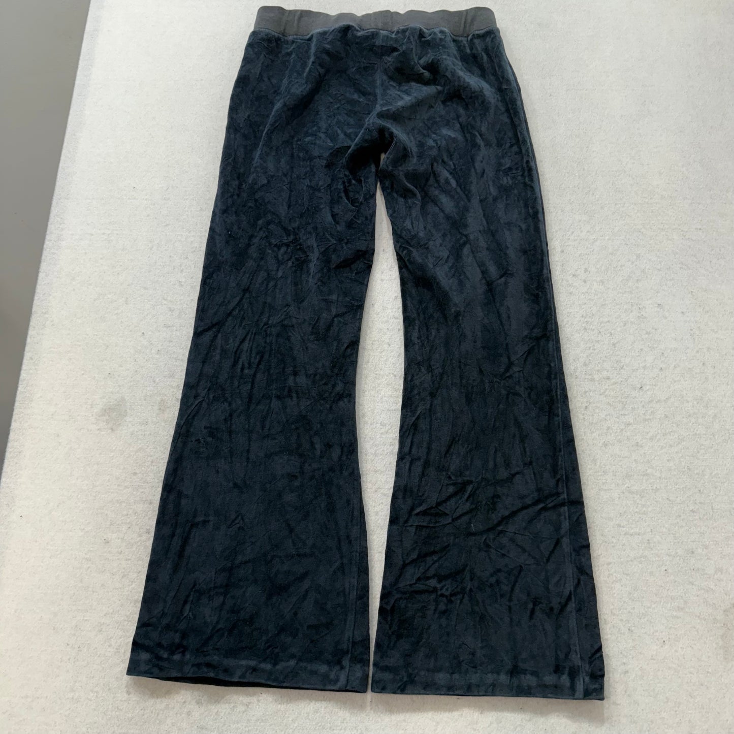 Vintage Juicy Couture Women's Navy Velour Flared Track Pant Loungewear Size S