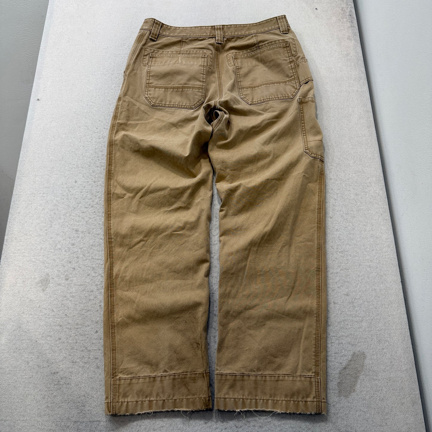 L.L.Bean Katahdin Iron Works Men's Tan Canvas Carpenter Pants Workwear Size 34