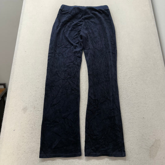 Vintage Juicy Couture Women's Navy Velour Flare Track Pant Loungewear Y2K Size S