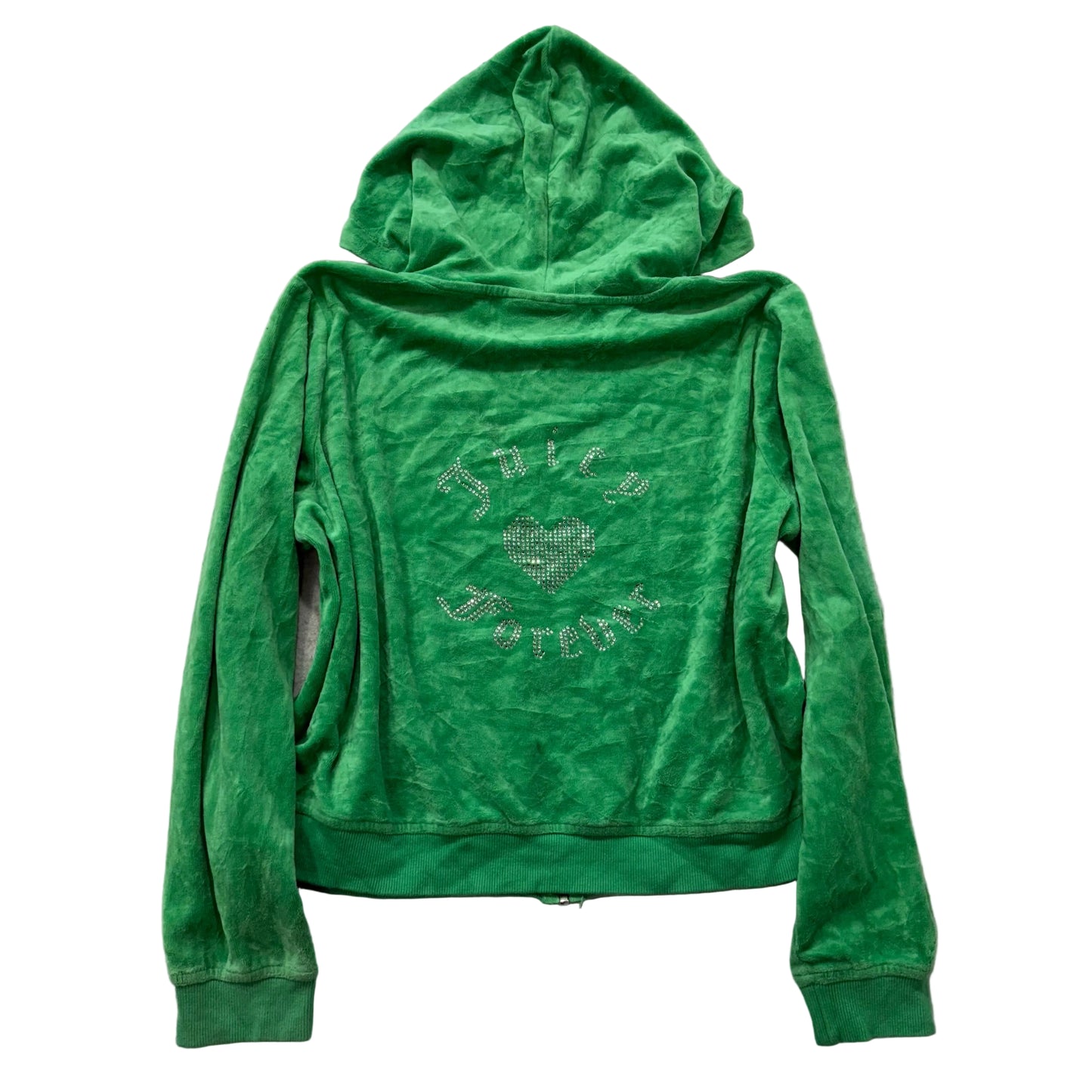 Juicy Couture Forever 21 Women's Green Velour Full Zip Hoodie Rhinestone Size 2X