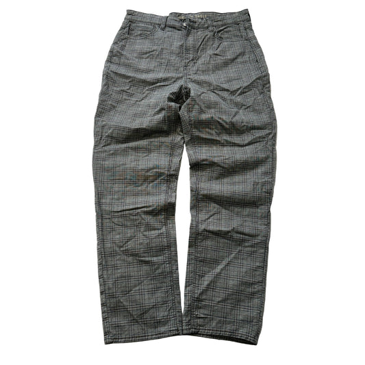American Eagle Men's Grey Plaid Straight Leg Pants Pockets Classic Y2K Size W32