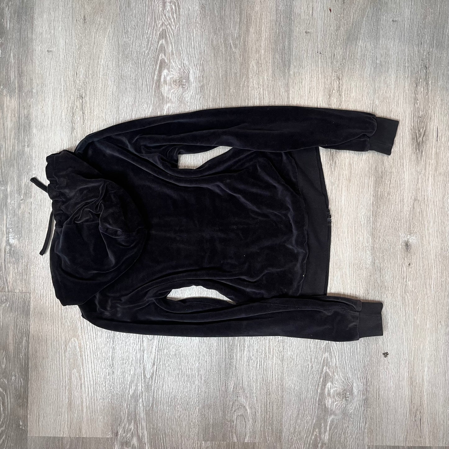 Vintage Juicy Couture 2000s Jet Black Velour Zip Up hoodie size M