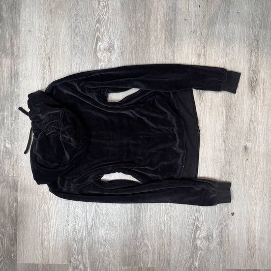 Vintage Juicy Couture 2000s Jet Black Velour Zip Up hoodie size M