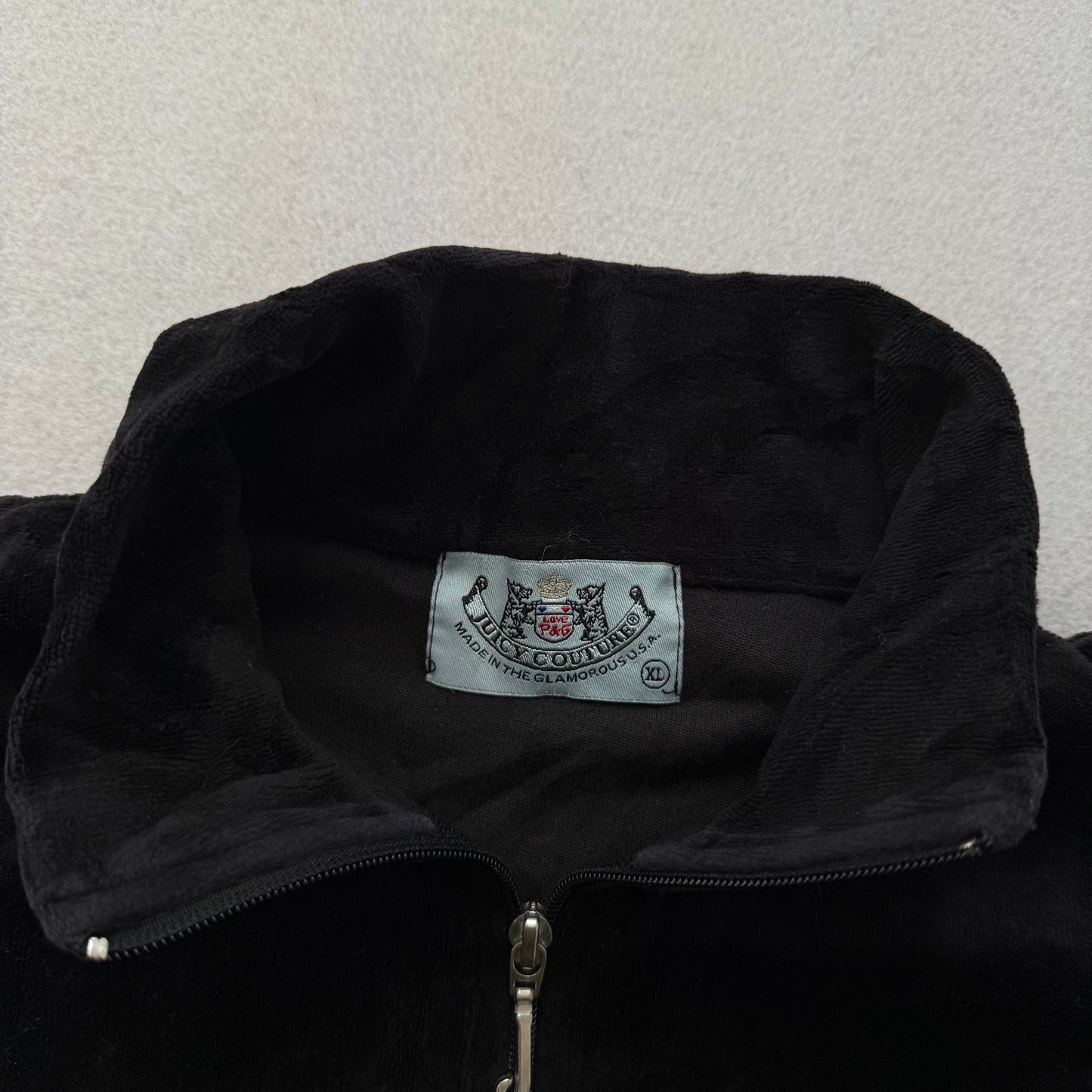 2003 Vtg Juicy Couture Women's Black Velour Tracksuit Set Jacket & Pant Size XL