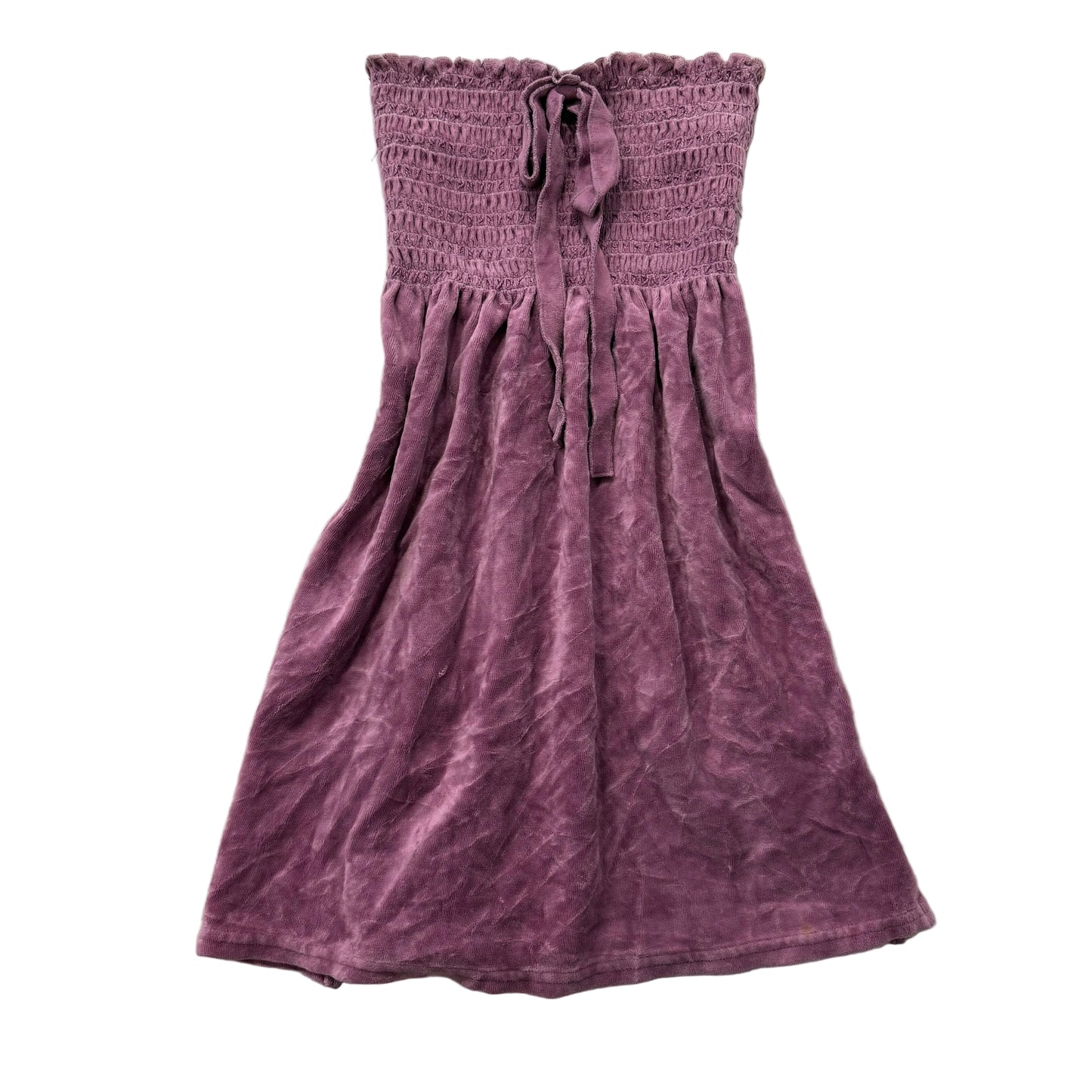 2003 Vtg Juicy Couture Women's Purple Velour Smocked Tube Dress Strapless Size P