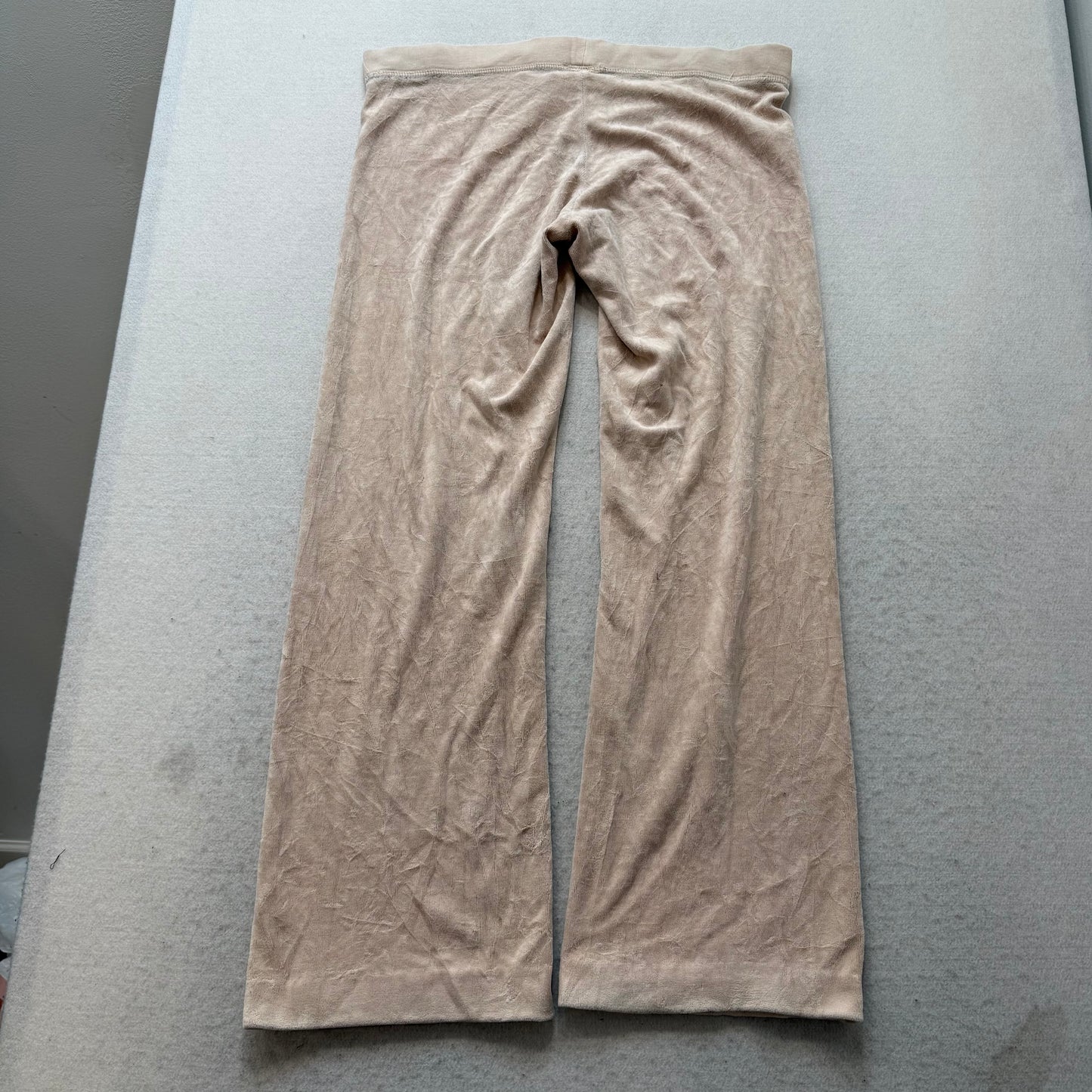 Vintage Juicy Couture Women's Tan Velour Flared Track Pants Loungewear Size S