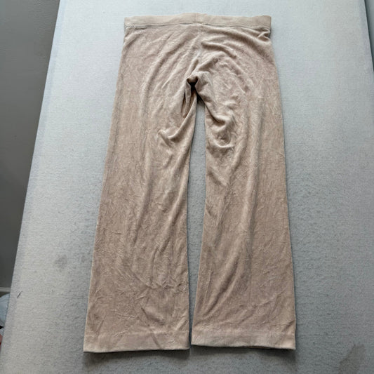 Vintage Juicy Couture Women's Tan Velour Flared Track Pants Loungewear Size S