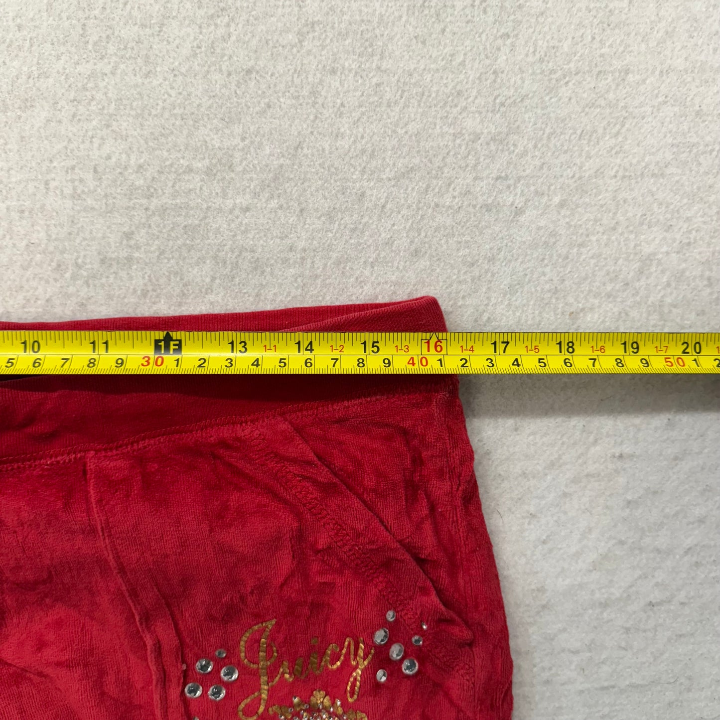 Vintage Juicy Couture Womens Ruby Red Velour Flare Track Pant Snap Pocket Size L