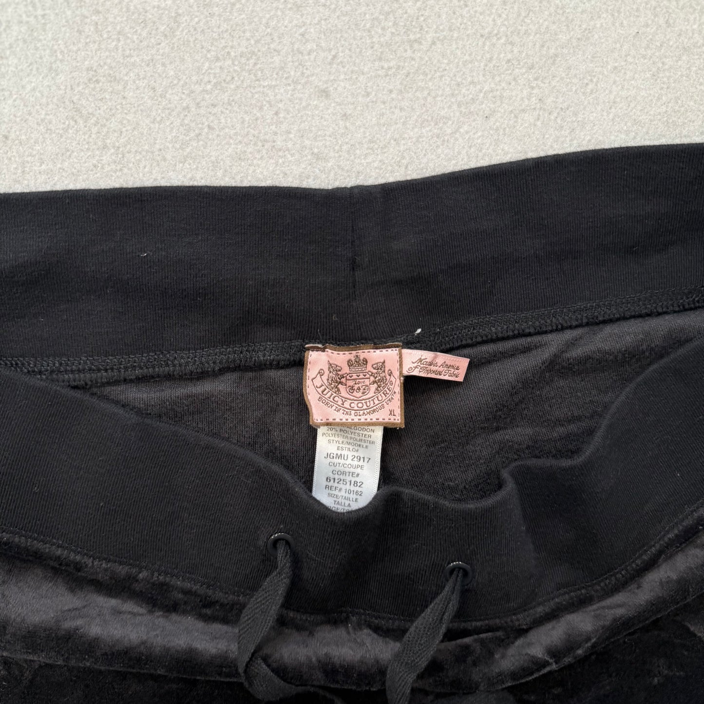 Vtg Juicy Couture Women's Black Velour Tracksuit Set Jacket & Pant Y2k Size L/XL