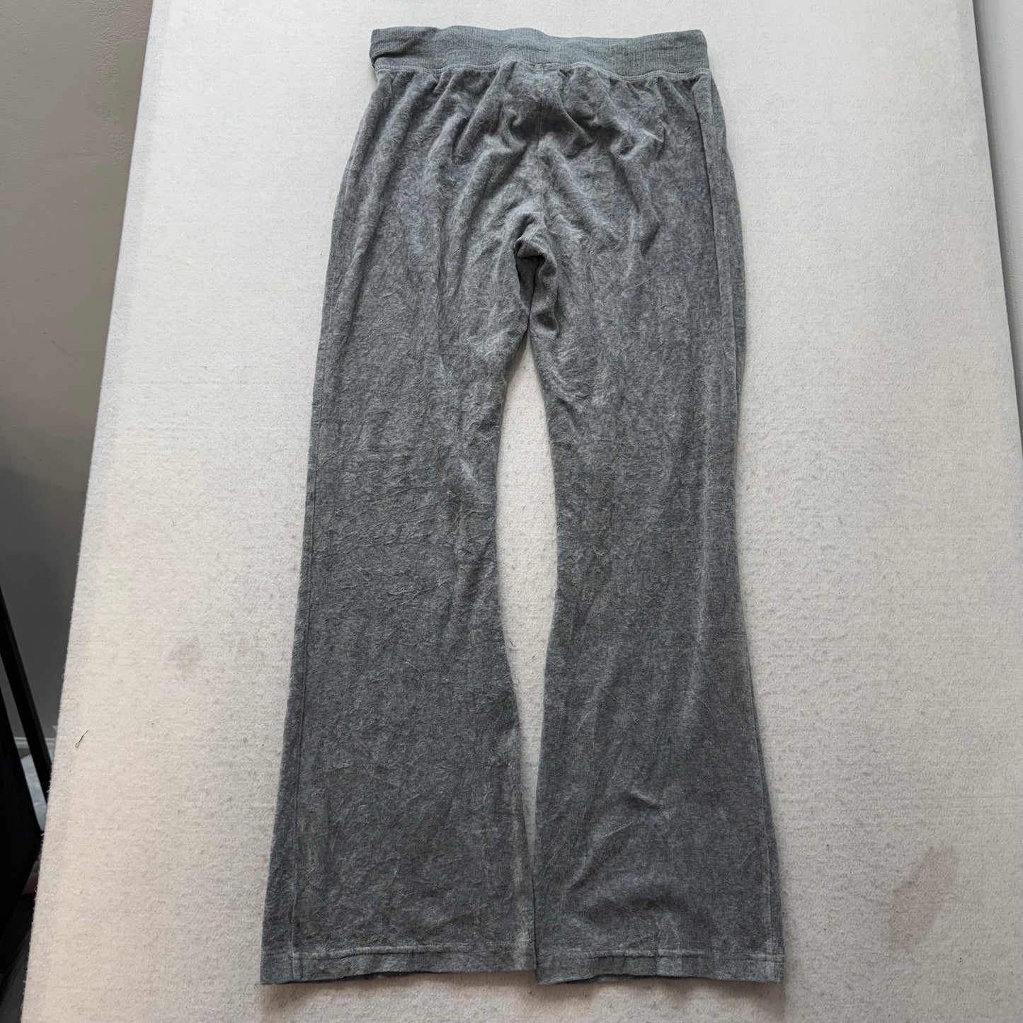 Juicy Couture Women's Heather Gray Velour Flared Track Pants Loungewear Size M
