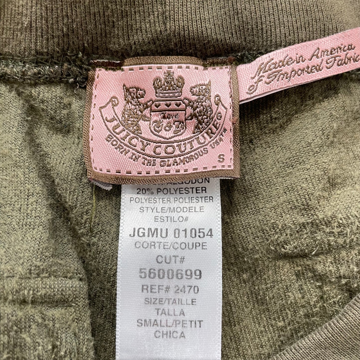 Vtg Juicy Couture Womens Olive Green Velour Tracksuit Set Hoodie & Pant Size L/S