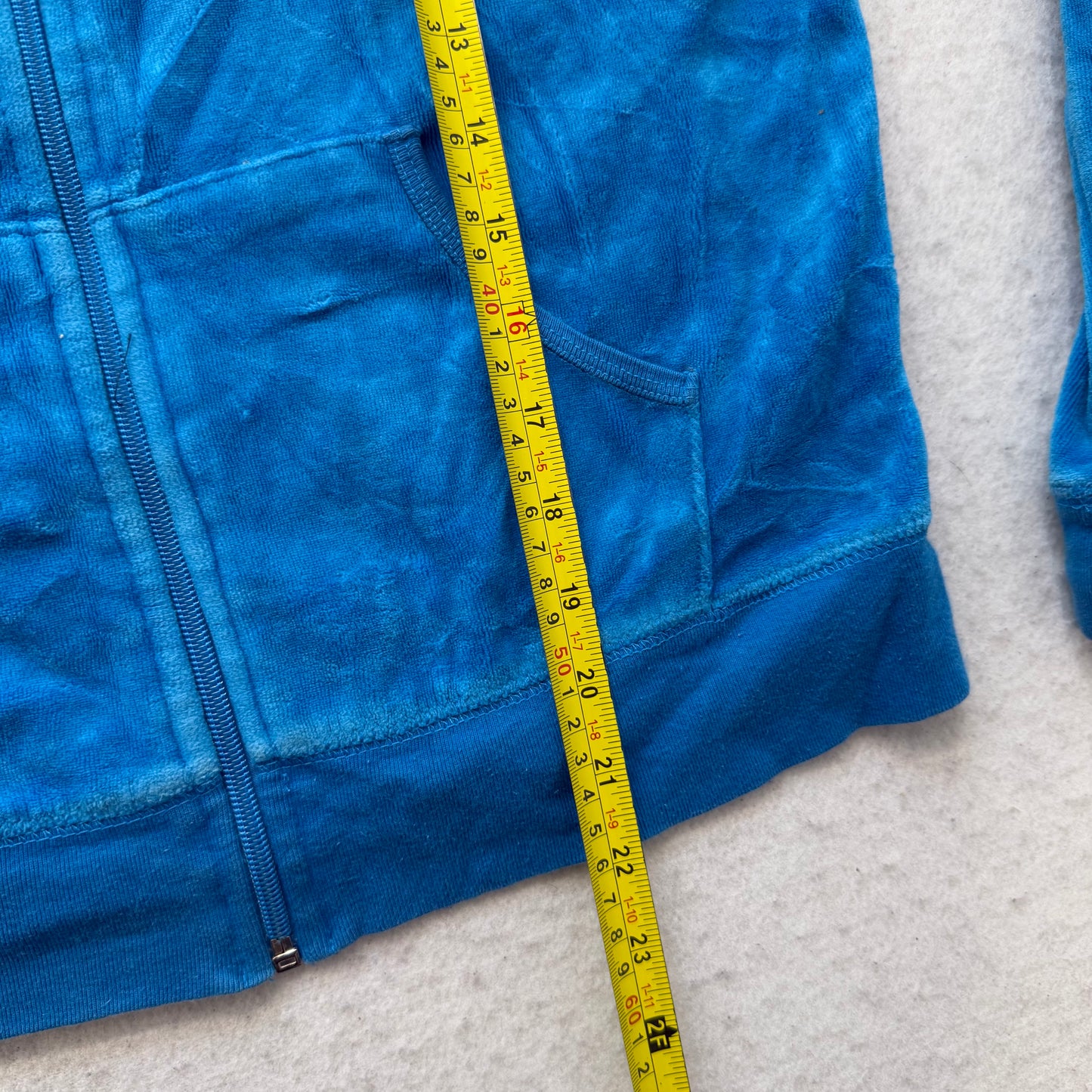 Vintage Juicy Couture Women's Blue Velour Zip Up Hoodie Loungewear Preppy Size S
