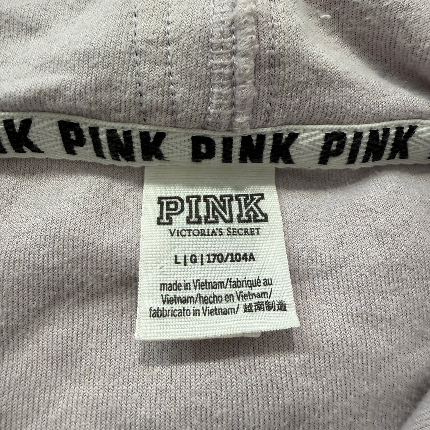 Victoria's Secret PINK Men's Baby Pink Velour Zip-Up Hoodie Drawstring Size L