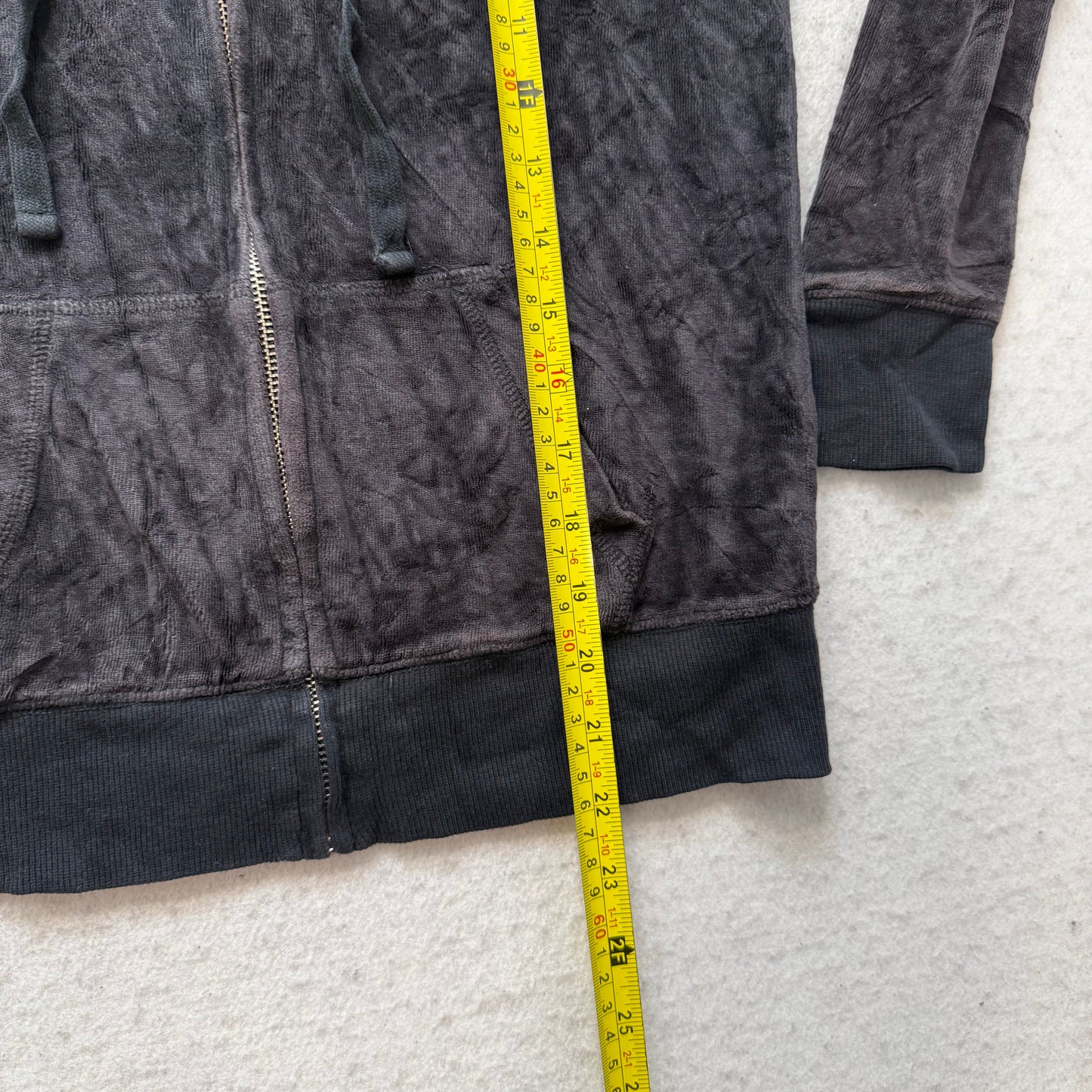 Victoria's Secret PINK Women Charcoal Velour Zip-Up Hoodie Silver Sequin Size XS
