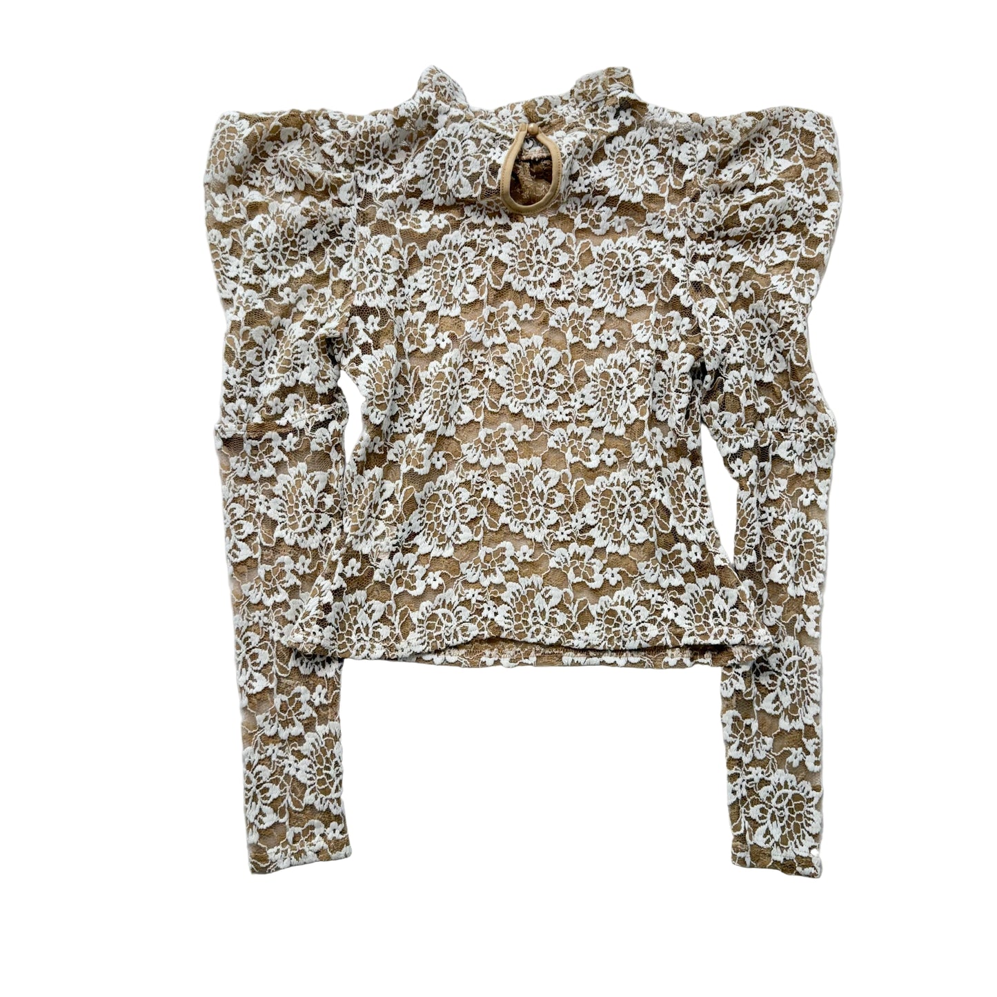 DOLAN khaki floral lace long sleeve top XS Petite - Clean Curriculums 