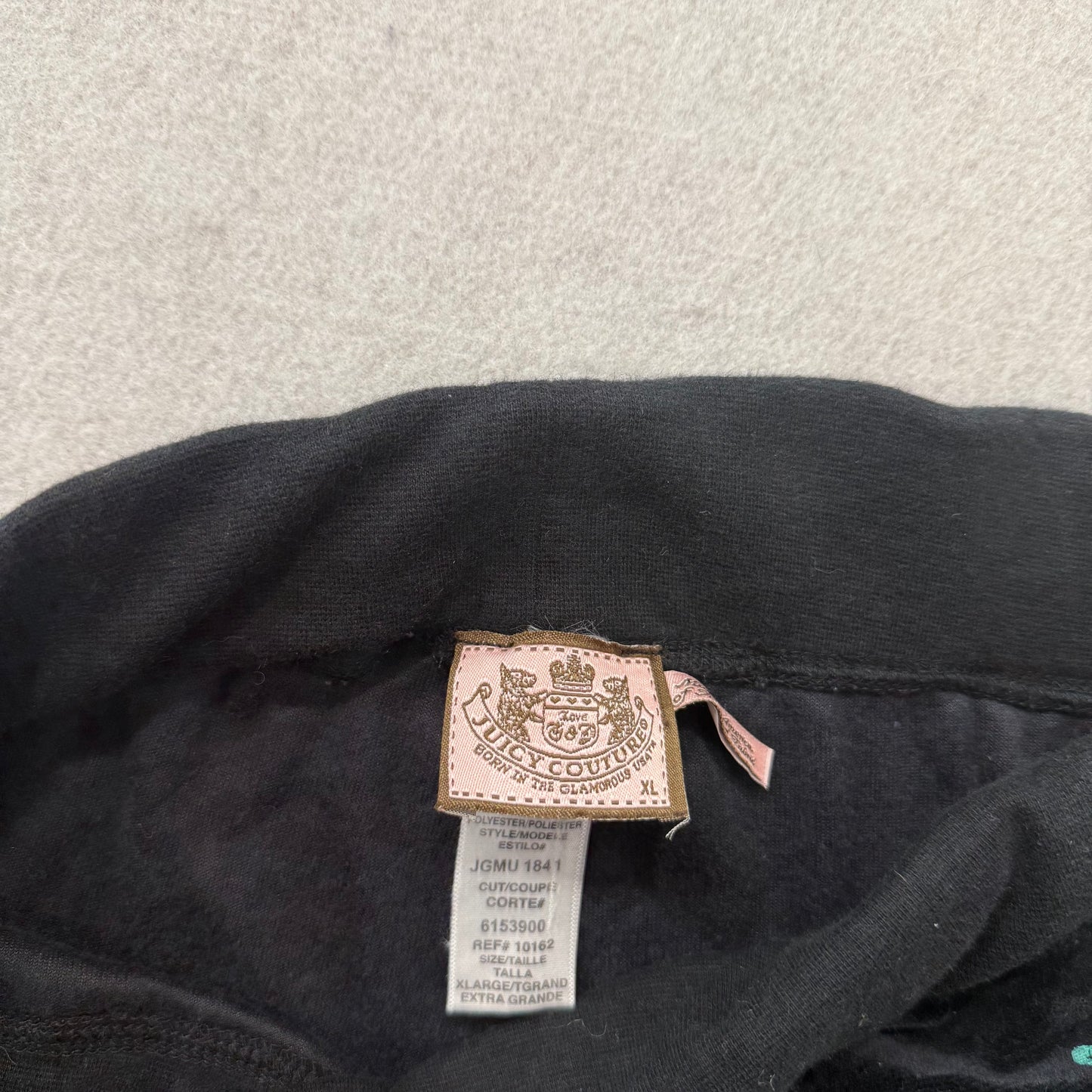 Juicy Couture Black Velour Tracksuit Set Zip Up Hoodie & Flare Pant Logo Size XL
