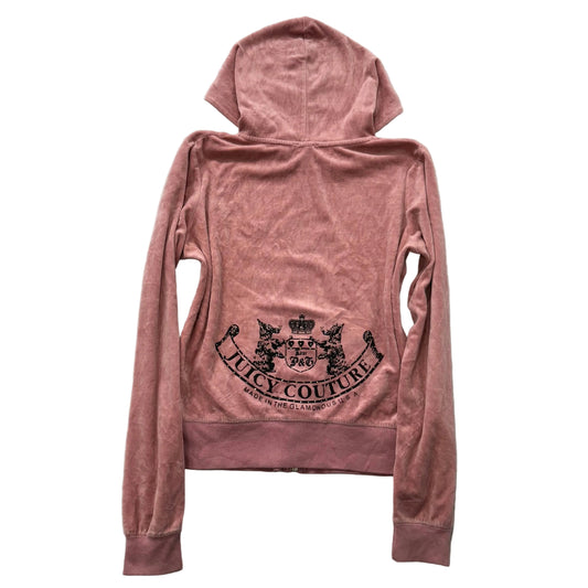 Vintage Juicy Couture Scottie Dogs Women's Pink Velour Zip-Up Hoodie Y2k Size S