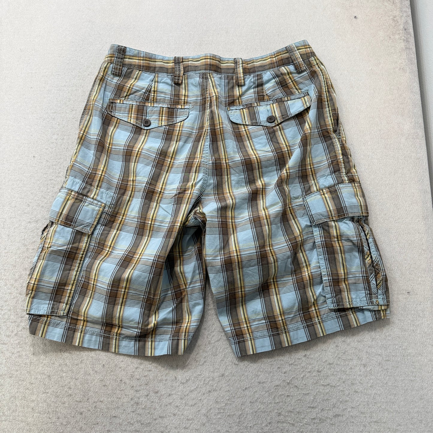 Dockers Men's Multicolor Plaid Cargo Shorts Relaxed Fit Pockets Classic Size W33