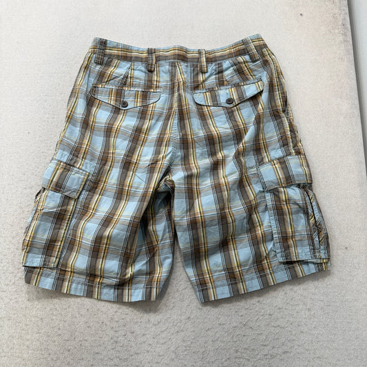 Dockers Men's Multicolor Plaid Cargo Shorts Relaxed Fit Pockets Classic Size W33