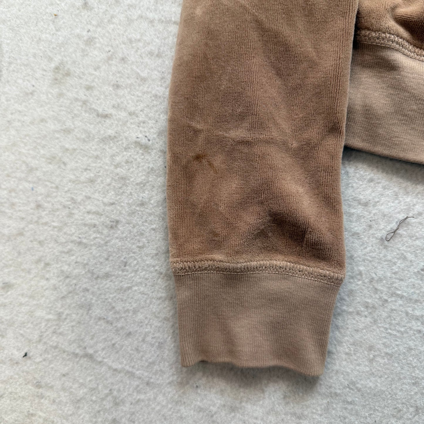 Vintage Juicy Couture Women's Camel Velour Full Zip Track Jacket Pockets Size L