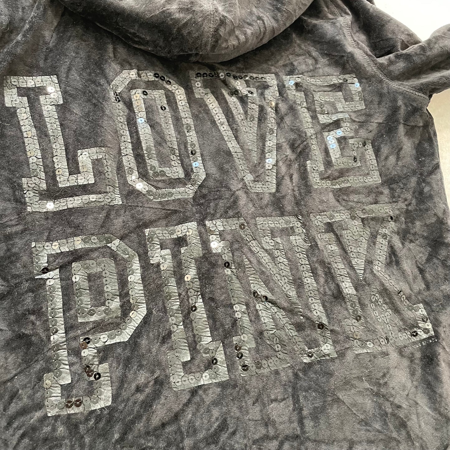 Victoria's Secret PINK Women's Black Zip-Up Hoodie Sequin Logo Drawstring Size S