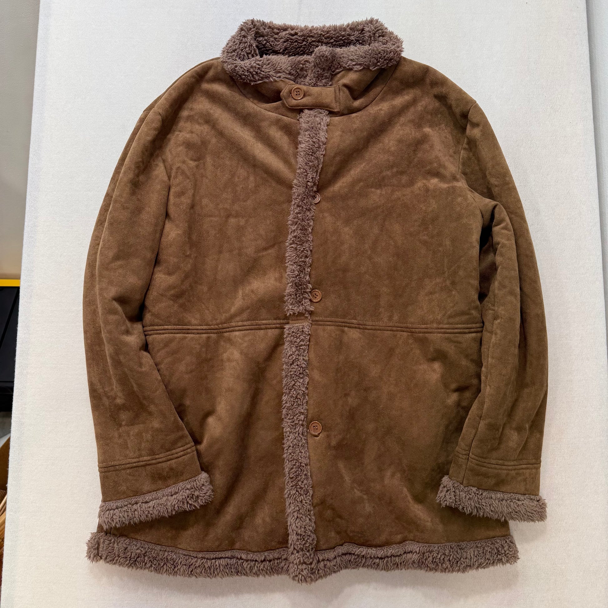 Vintage Brown Jacket with Textured Collar and Hem Trim - Clean Curriculums 