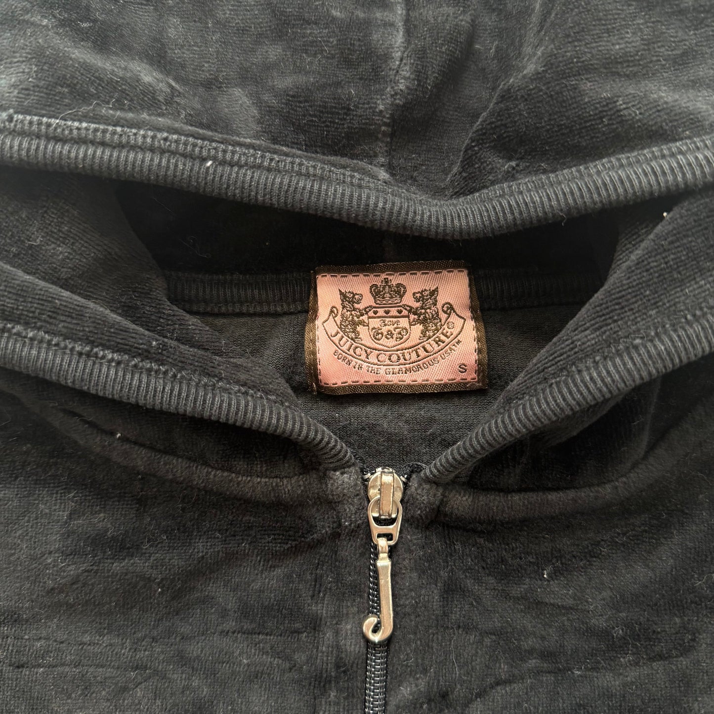 Vintage Juicy Couture Her Royal Couture Womens Black Velour Hoodie & Pant Size S