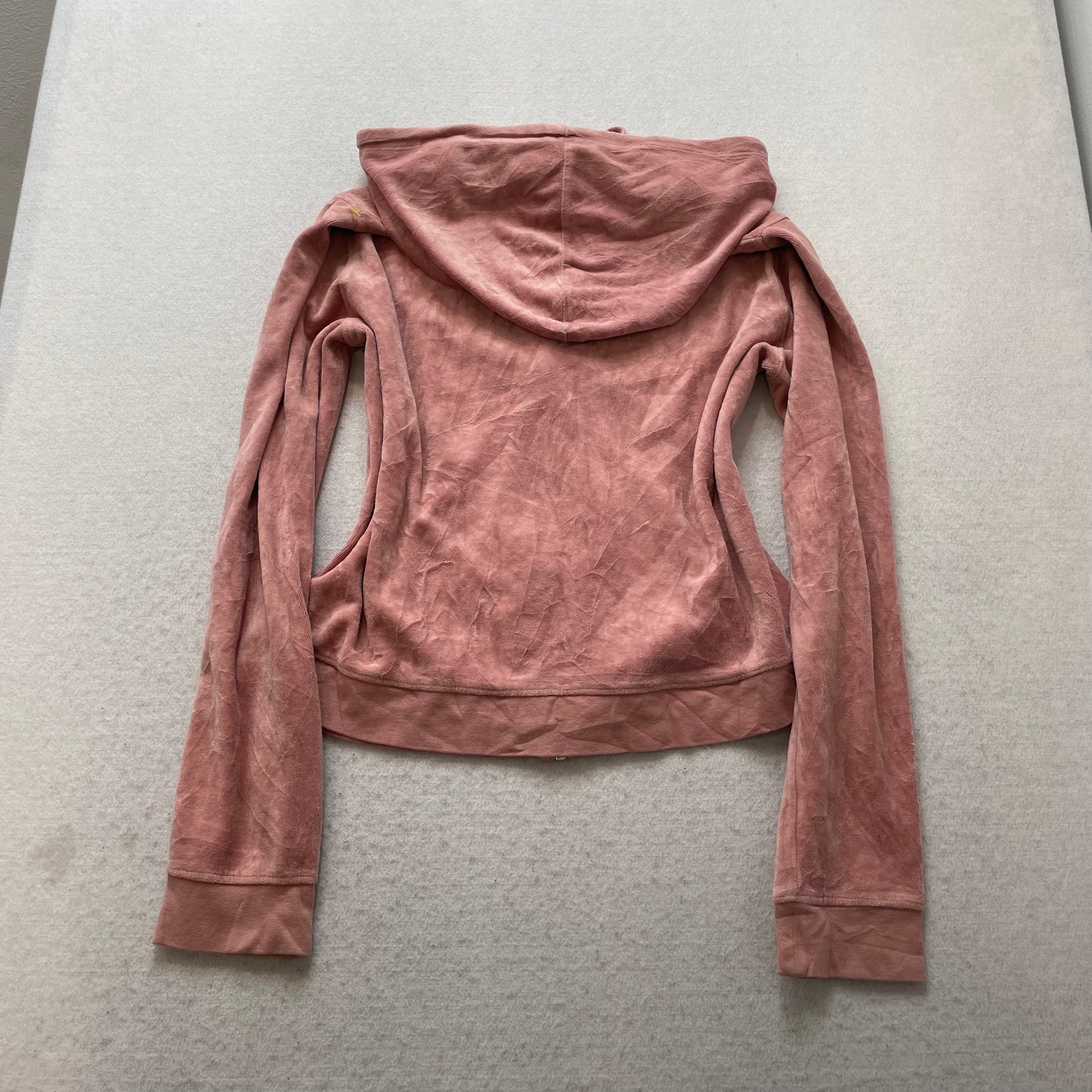 Juicy Couture Women's Dusty Rose Velour Full Zip Hoodie Pockets Preppy Size XL