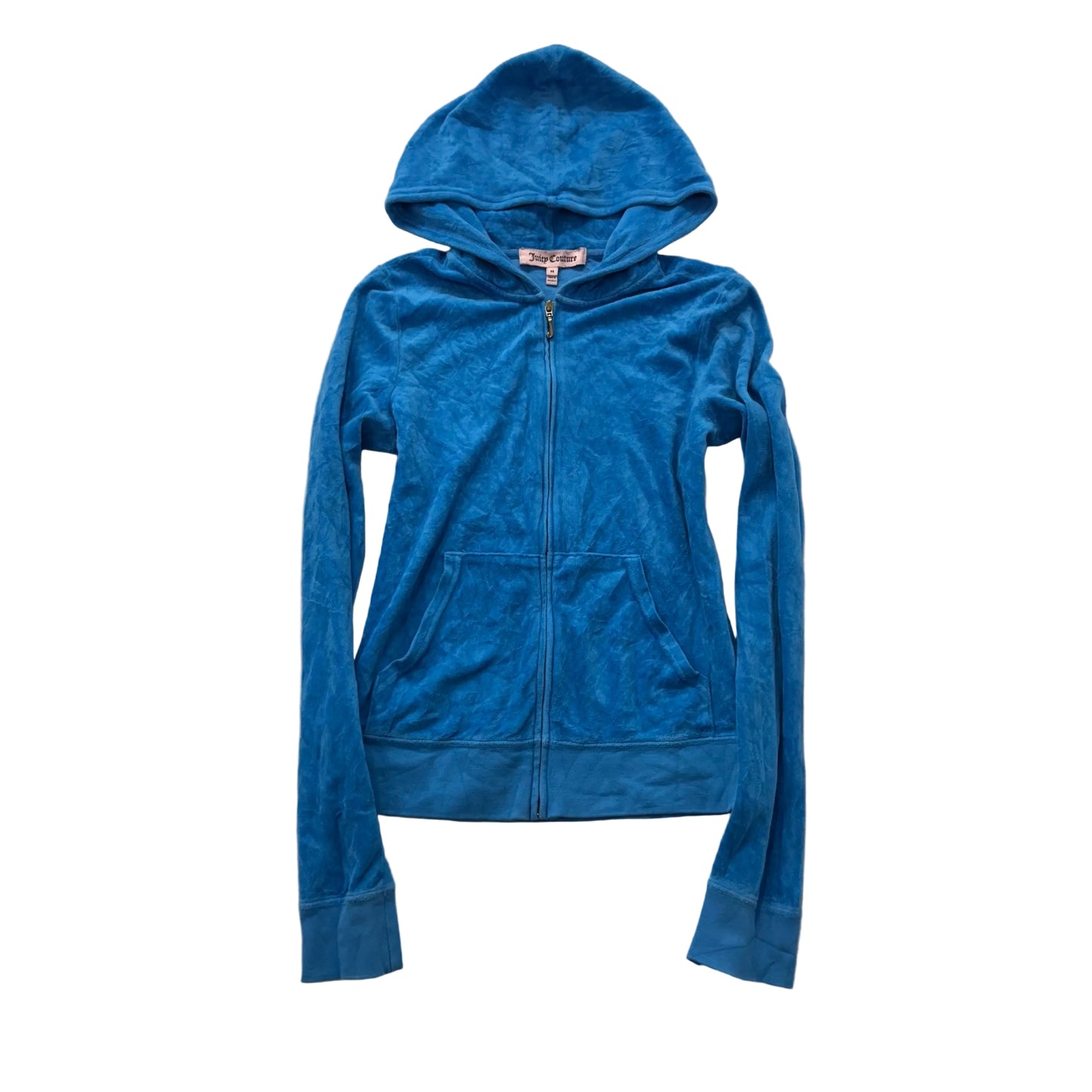 Juicy Couture Blue Velour Zip-Up Hoodie Long SLeeve Loungewear Casual Fit Size M