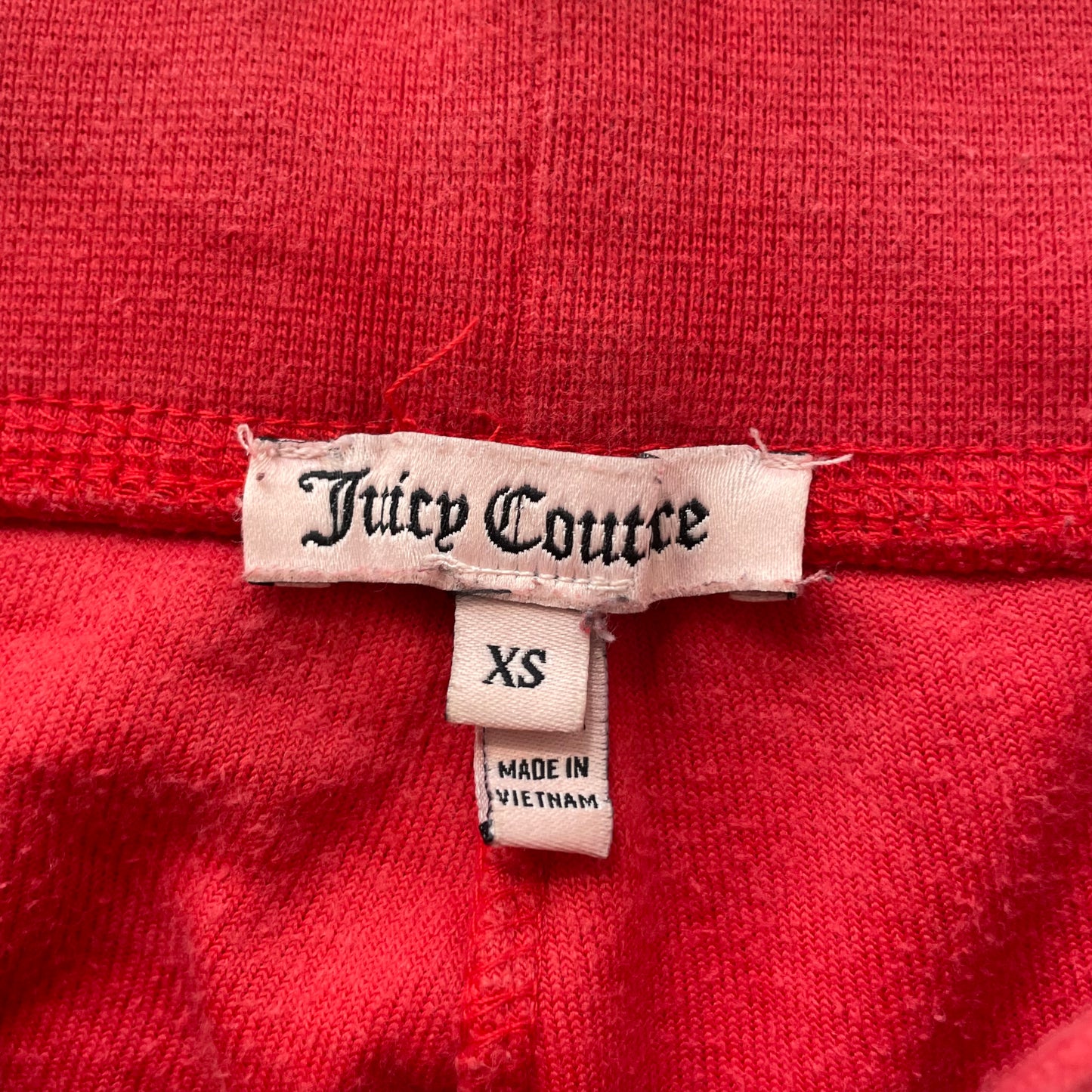 Juicy Couture Women's Red Velour Flared Leg Track Pant Drawstring Logo Size XS