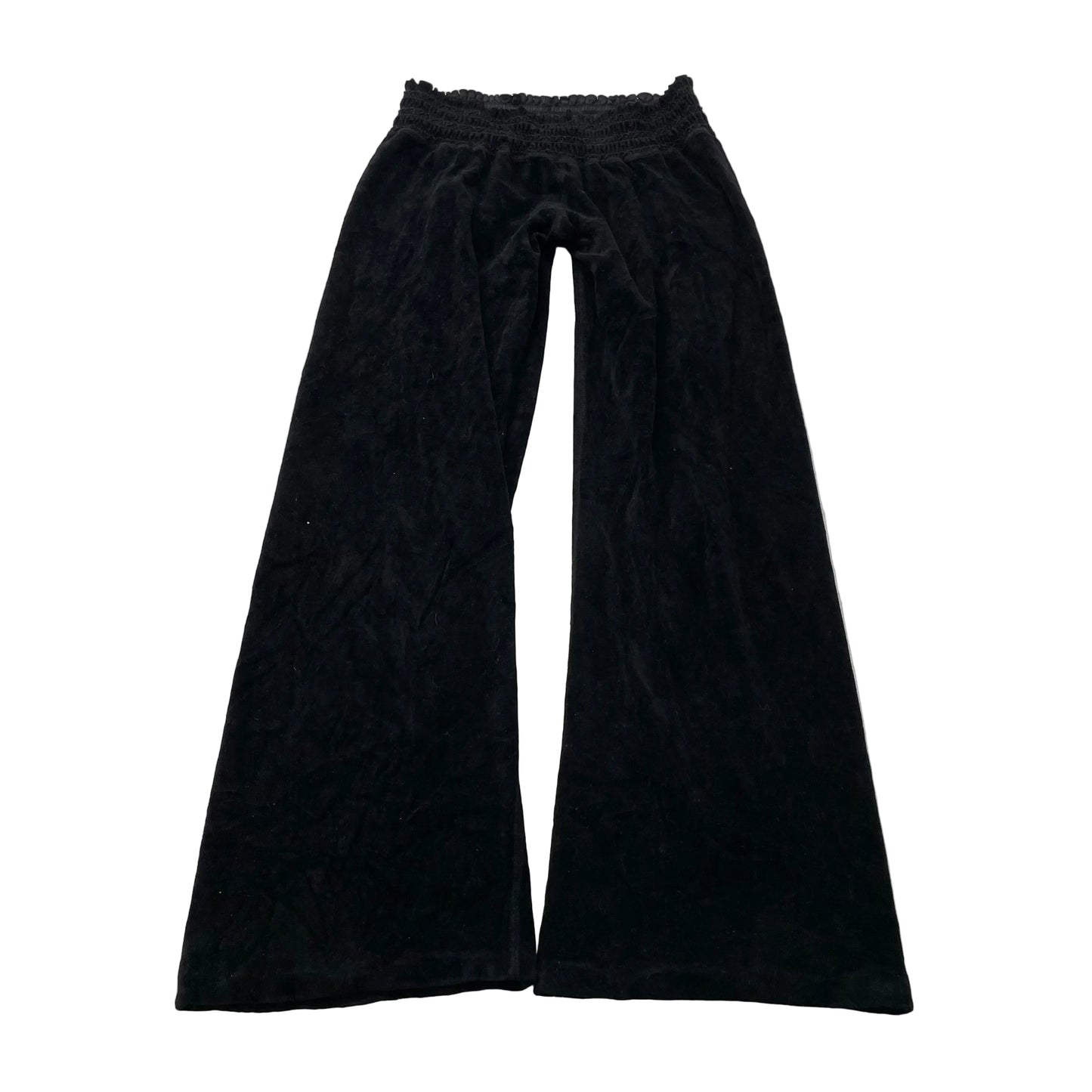 Vintage Juicy Couture Women's Black Velour Wide Track Pant Elastic Waist Size L