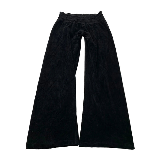 Vintage Juicy Couture Women's Black Velour Wide Track Pant Elastic Waist Size L
