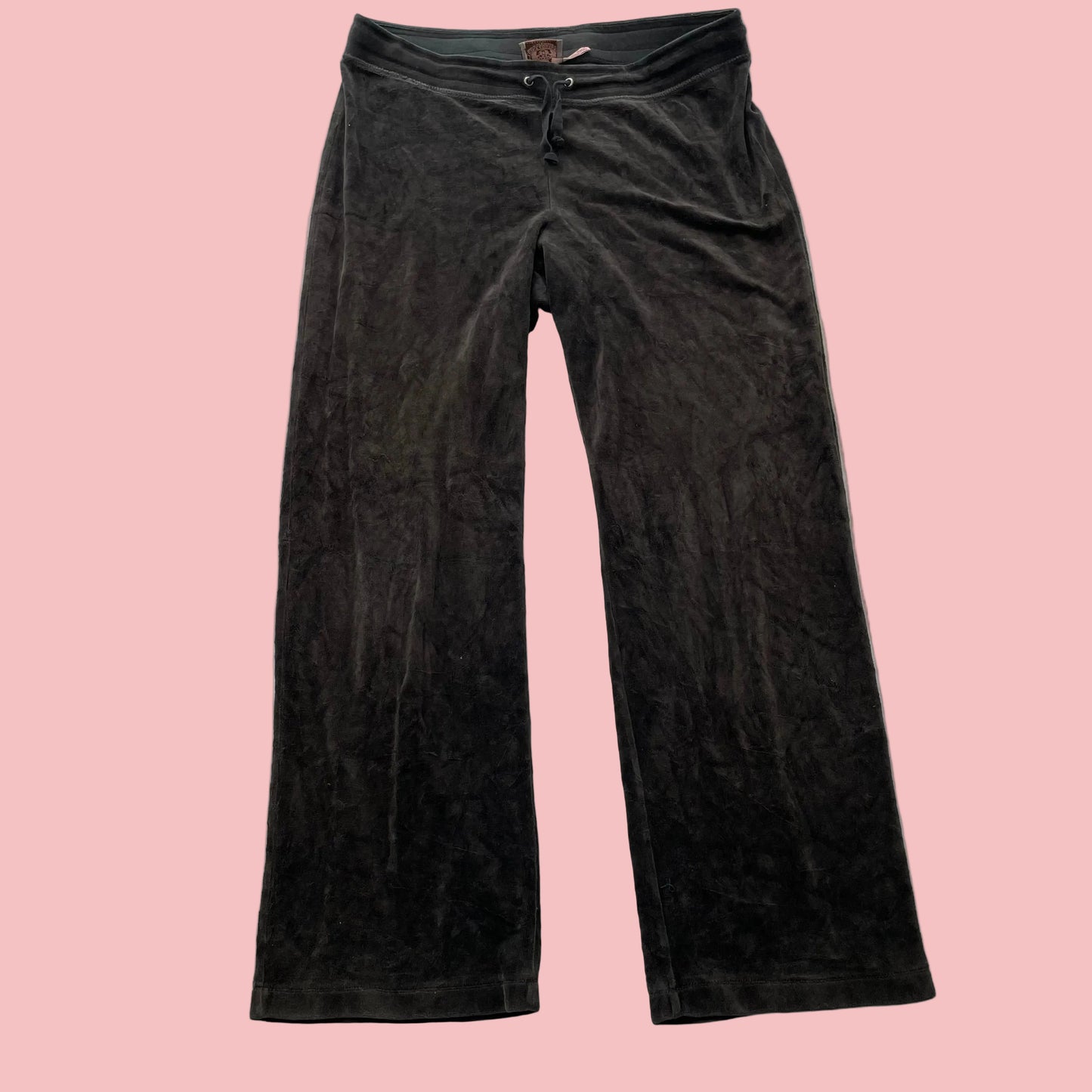 Vintage Juicy Couture Women's Charcoal Velour Wide Leg Track Pant Y2k Size S
