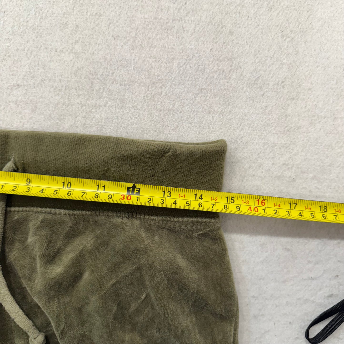 Vintage Juicy Couture Women's Olive Green Velour Flared Track Pant Pocket Size S