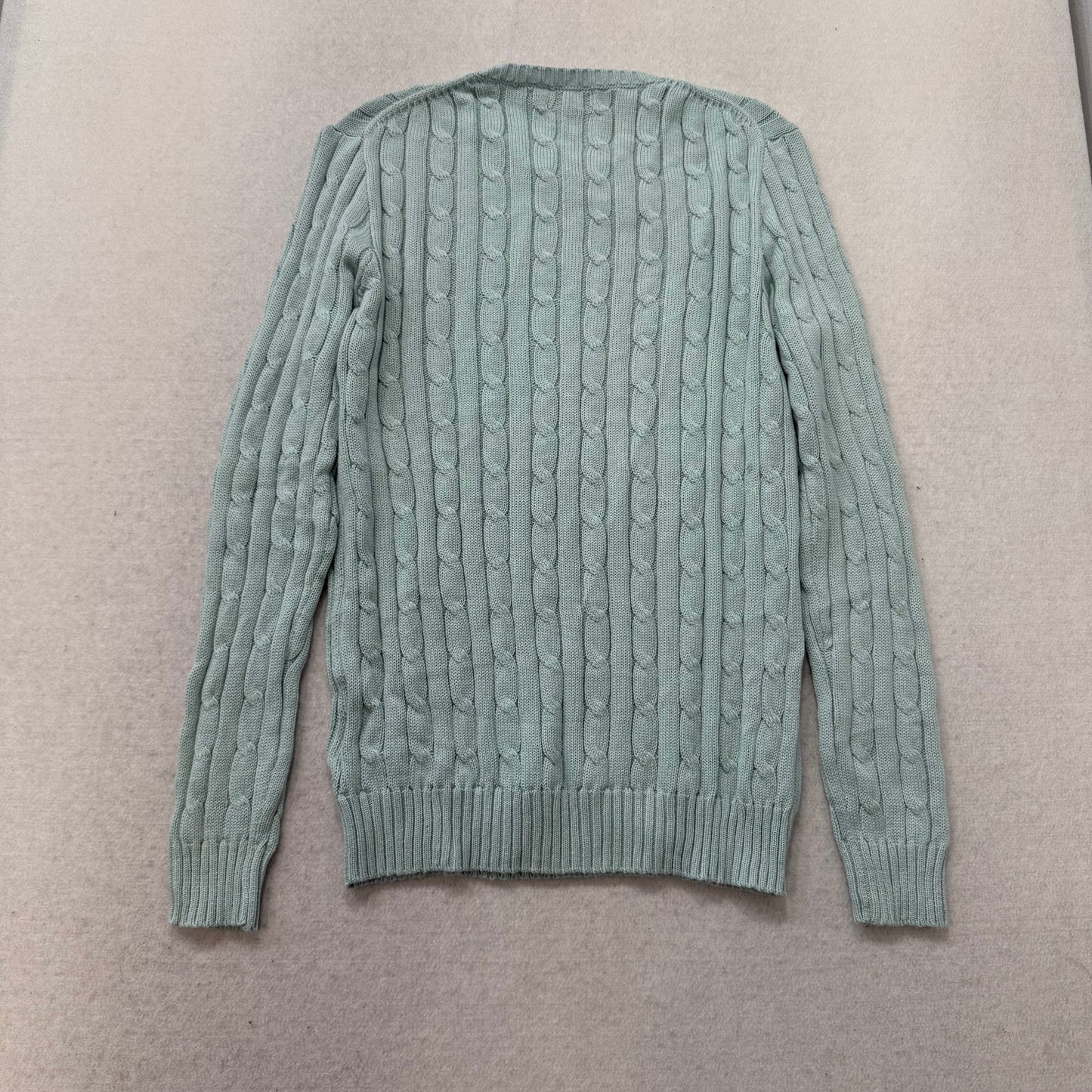 Polo Ralph Lauren Mens Pale Seafoam Cable-Knit Sweater Heritage Style Size S NWT