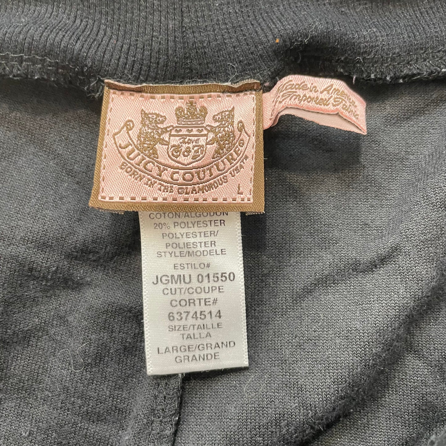 Vintage Juicy Couture Women's Black Velour Wide Leg Track Pant Loungewear Size L