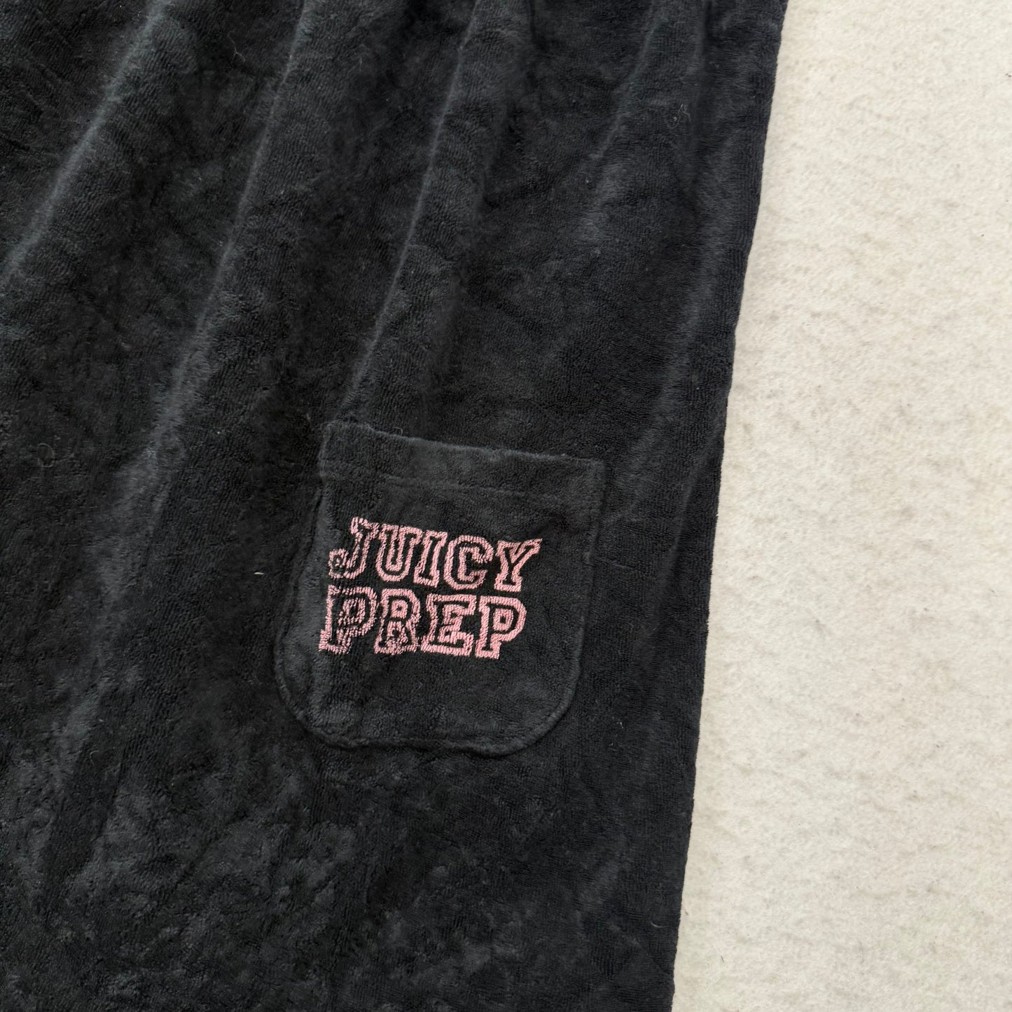RARE Juicy Couture Juicy Prep Women Black Terry Cloth Smocked Tube Dress Size XL