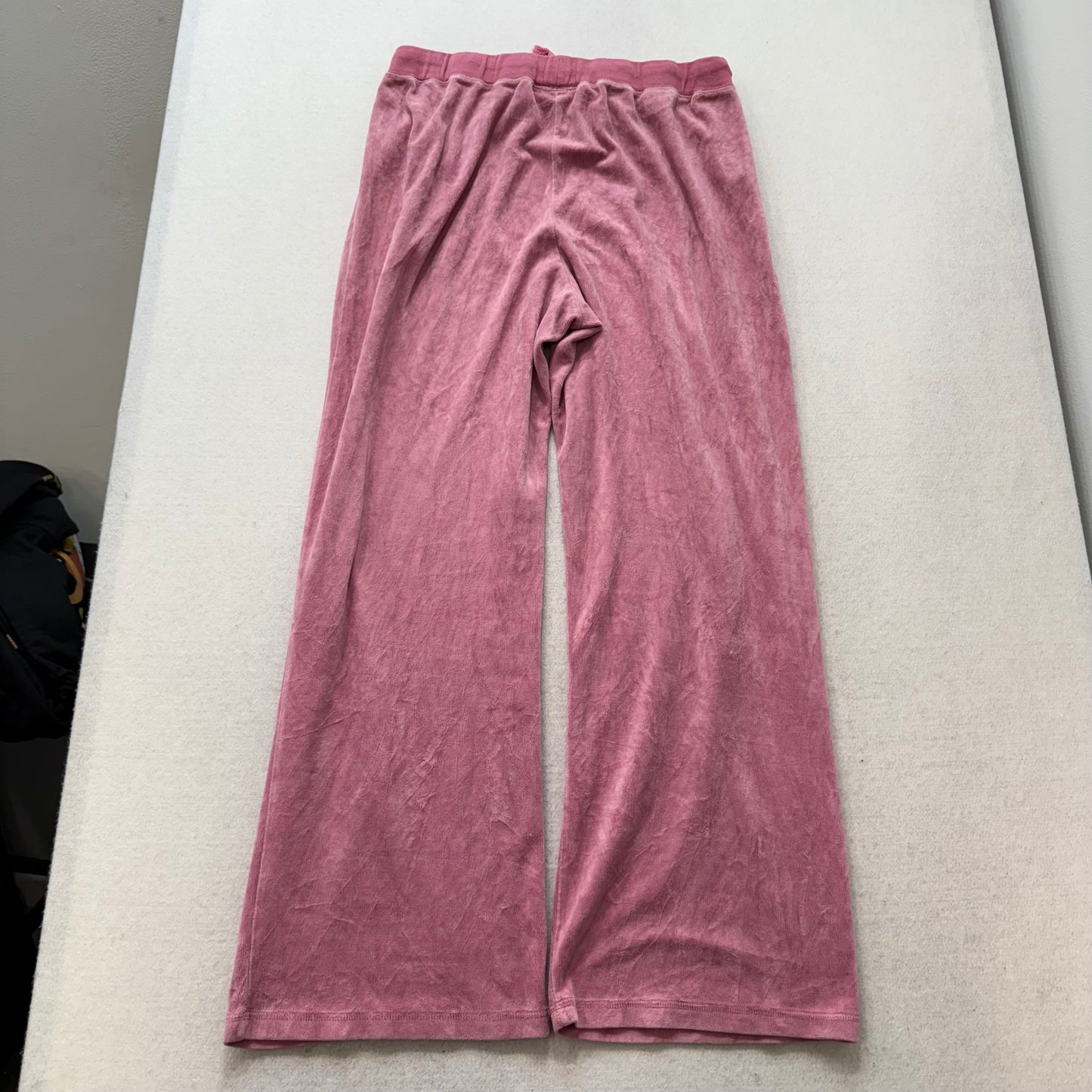 Juicy Couture Muted Pink Velour Flared Track Pants Drawstring High Rise Size XL