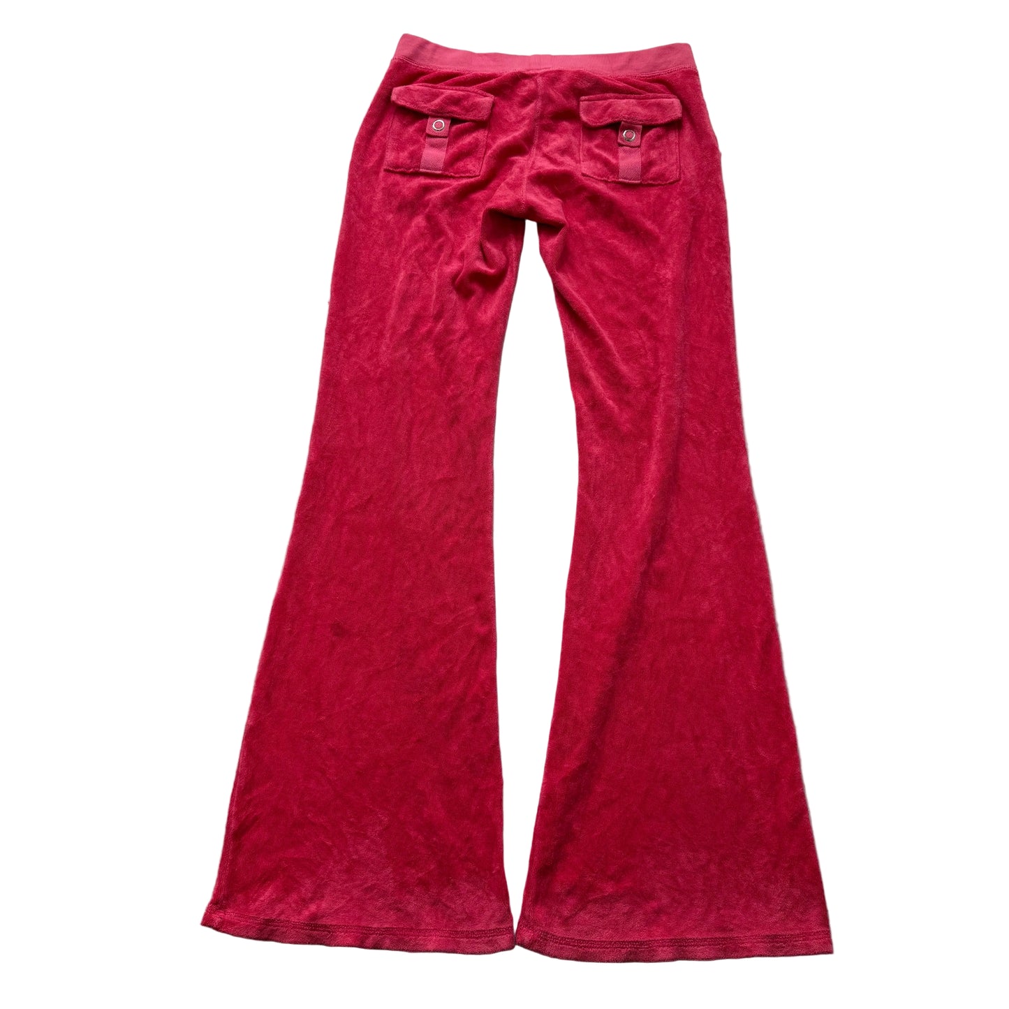Vintage Juicy Couture Women Hot Pink Terry Cloth Flare Track Pant Pockets Size S