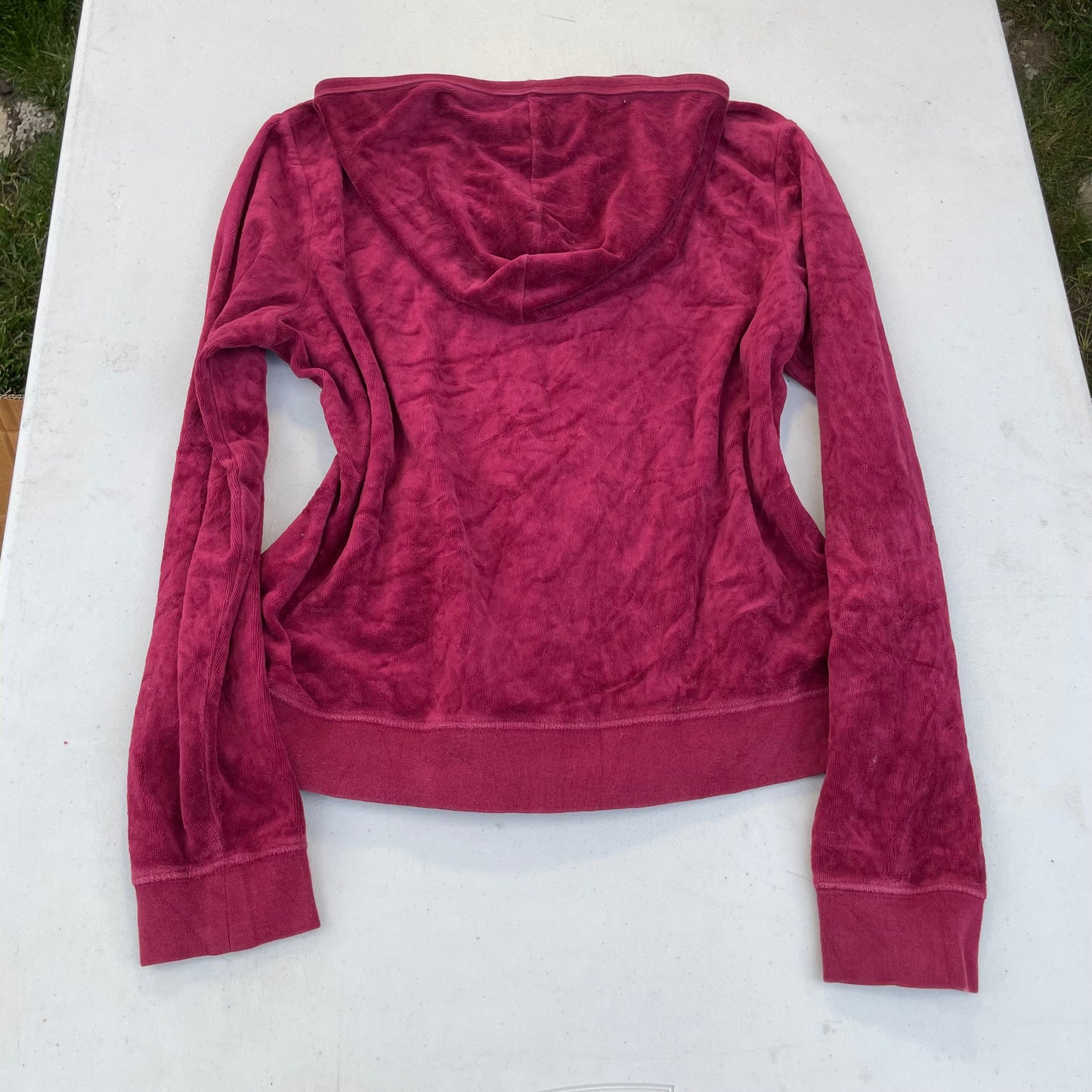 Juicy Couture Women's Hot Pink Velour Zip-Up Hoodie Drawstring Loungewear Size M